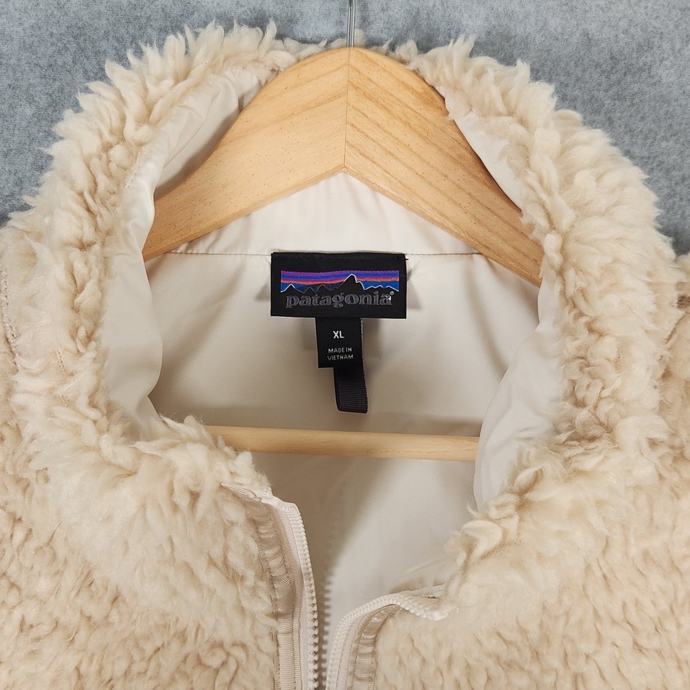 Patagonia Jacket Womens XL Oatmeal Dark Natural Lunar Dusk Deep Pile Sherpa - Picture 4 of 11